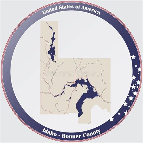 Map of Bonner County in Idaho Stock Vector - Illustration of lakes, road: 218428339