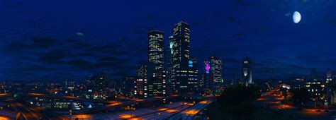 Grand Theft Auto Grand Theft Auto V #City Los Santos #Moon #Night #Sky ...