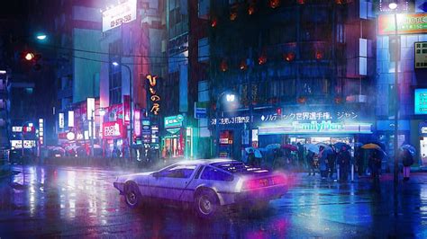 1280x720px | free download | HD wallpaper: Cyberpunk 2077, car, people, neon, neon lights, light ...