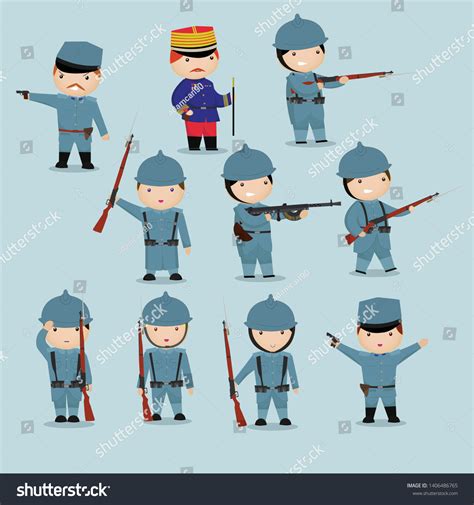 Ww1 French Soldier Cartoon Set Vector Stock Vector (Royalty Free ...