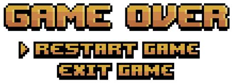 Pixel art over game over screen with restart and exit vector icon for 8bit game on white ...