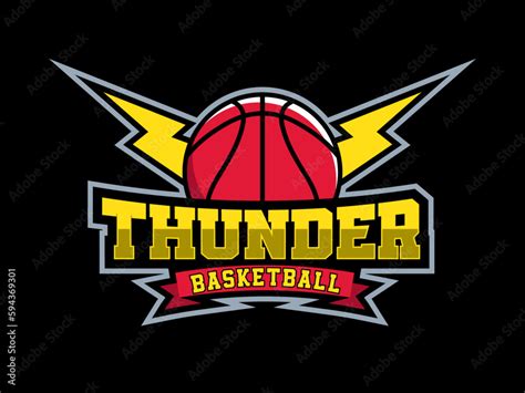 Thunder basketball team sports logo vector template, brand identity ...