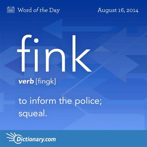 fink - Word of the Day | Dictionary.com | Dictionary words, Vocabulary words, Words