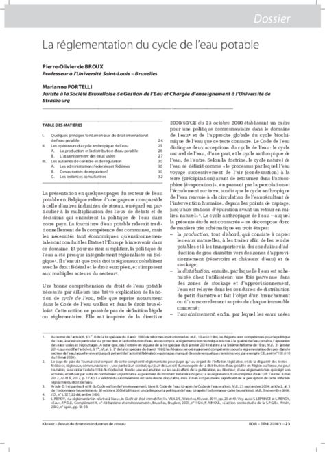 (PDF) La réglementation du cycle de l'eau potable | Pierre-Olivier de Broux - Academia.edu