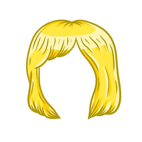 Women hairstyle. Blonde Hair on the head. Sketch color cartoon illustration. Mask for app ...