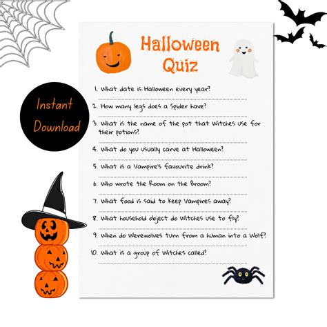 Halloween Quiz, Kids Halloween Quiz, Instant Download, Digital Download ...