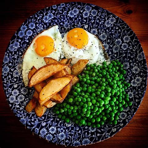 Eggs, chips and peas