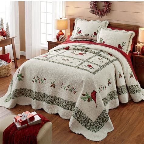 Cardinal Embroidered Quilted Bedspread | Seventh Avenue