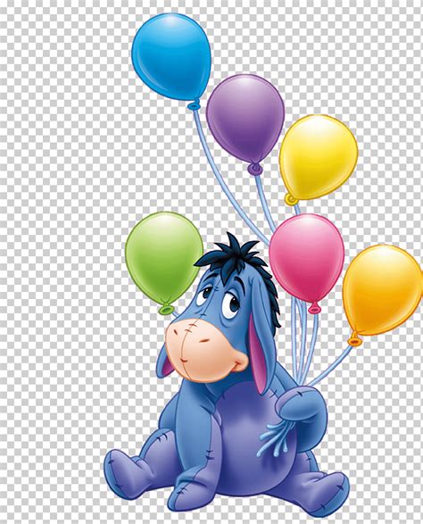 Eeyore sosteniendo globos ilustración, fiesta de cumpleaños de eeyore ...