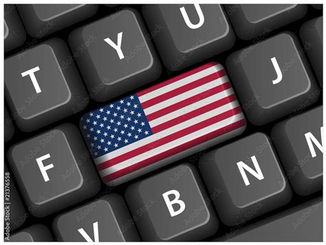 USA Flag Key on Keyboard (United States American Made In Vector) Stock Vector | Adobe Stock