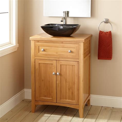 24" Narrow Depth Halifax Bamboo Vessel Sink Vanity | Bathroom vanities for sale, Rustic bathroom ...