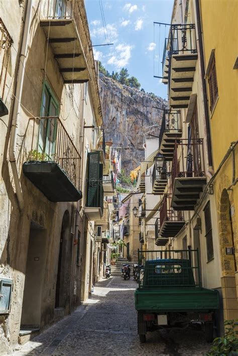 Street of the Old Town of Cefalu in Sicily, Italy Stock Image - Image ...