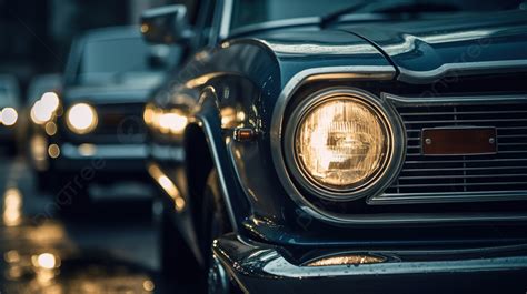 Vintage Old Car Headlights On A Dark Street Background, Classic Car Headlights, Hd Photography ...