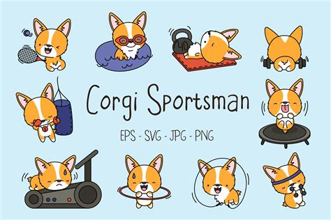 Cartoon Corgi Dog Sportsman, Cute Dog Graphic by artvarstudio · Creative Fabrica