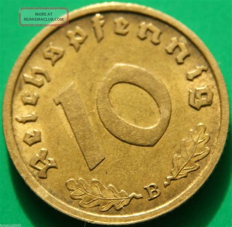 German Nazi Brass Coin 10 Rp 1939 B