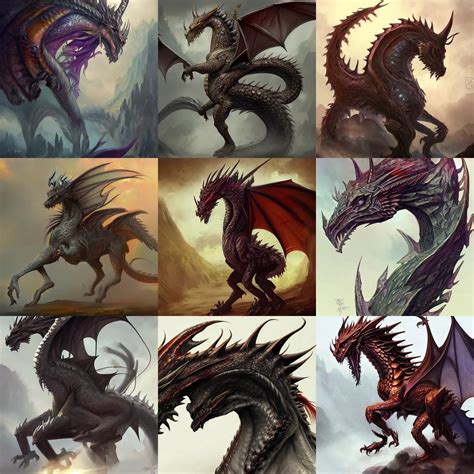 dragon-horse hybrid, monster design, D&D, fantasy, | Stable Diffusion