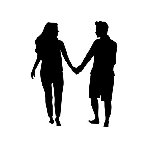 Premium Vector | Flat design couple holding hands silhouette