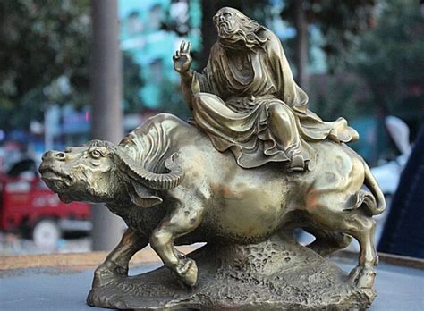 ZSR 1010++++12 China Brass Famous Confucian Taoism Lao Tzu LaoZi LiEr Buffalo Ox Bull Statue-in ...