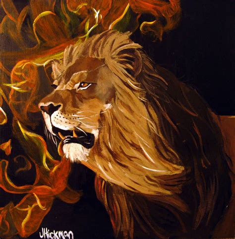 Fire Lion Painting by Jennifer Hickman