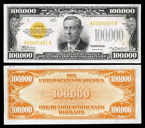 Real 100000 Dollar Bill