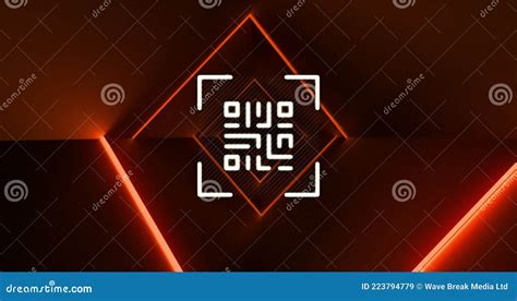 Image of Flickering White QR Code with Red Neon Lines Stock Illustration - Illustration of ...