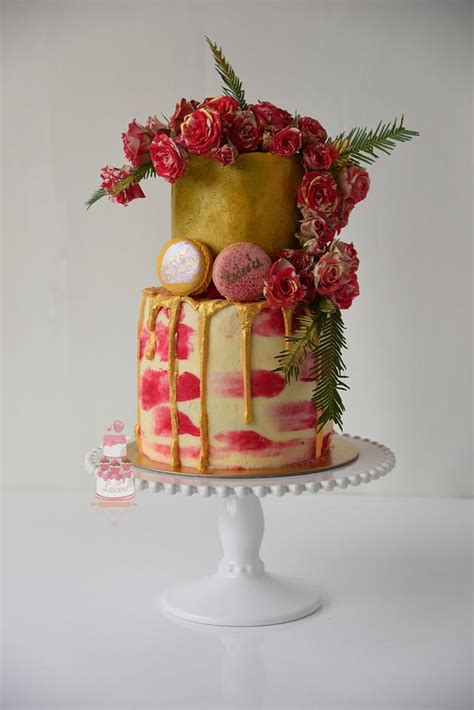 Pink and Gold Cake - Decorated Cake by Luscious Cakes N - CakesDecor
