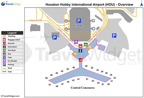 Houston airport map - Map of Houston airport (Texas - USA)