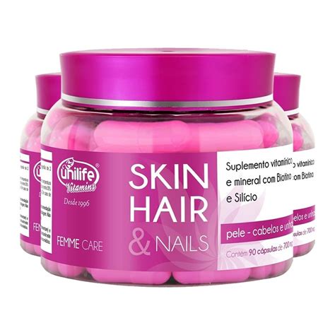 Biotina Skin Hair e Nails 700mg Unilife 90 Cápsulas 3un | Shopee Brasil