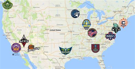 WNBA Map | Teams - Sport League Maps : Maps of Sports Leagues