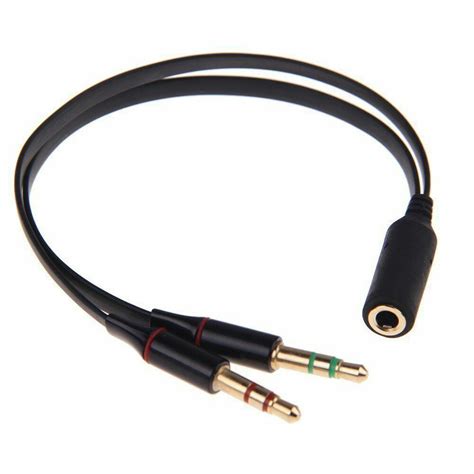 3.5mm 1 Female to 2 Male Y Splitter Cable F L/R Audio Microphone MIC PC Headset | eBay