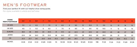 Size Chart – Vionic Philippines