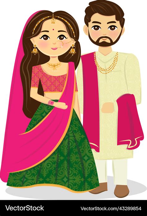 Indian wedding couple Royalty Free Vector Image