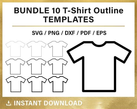 T-shirt Outline Svg BUNDLE 10 Tshirt Outlines in Different - Etsy