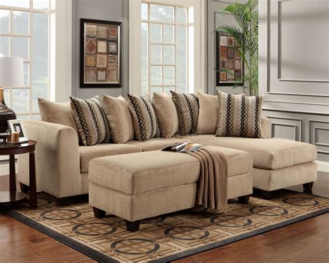 Beige Fabric Modern Elegant Sectional Sofa w/Optional Ottoman