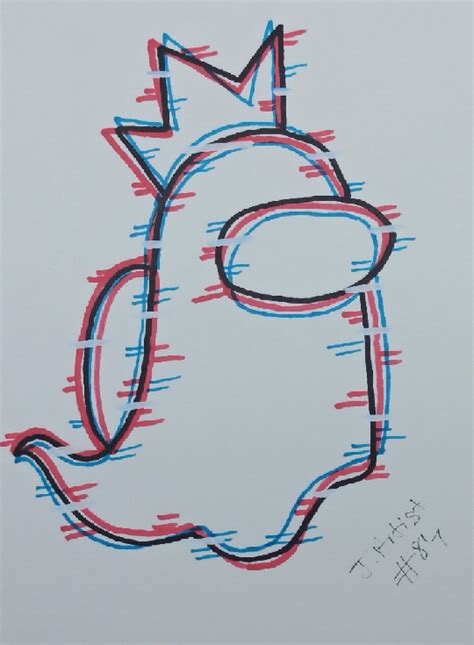 a drawing of the letter p in red, white, and blue with lines on it