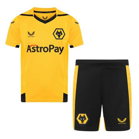 Wolverhampton Wanderers 2022/23 Home Kids Soccer Kit Children Shirt ...