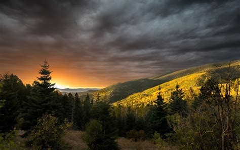 nature, Landscape, Sunset, Mountain, Forest, Clouds, Fall, Shrubs, Sunlight, Trees Wallpapers HD ...