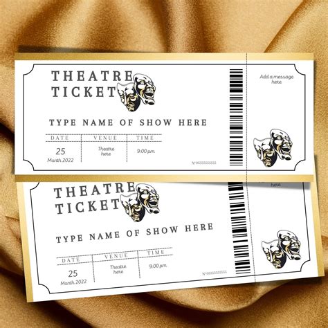 Editable Theatre Ticket Template, Custom Theatre Ticket Gift, Printable ...