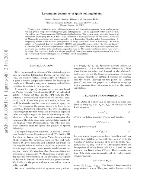 (PDF) Lorentzian geometry of qubit entanglement