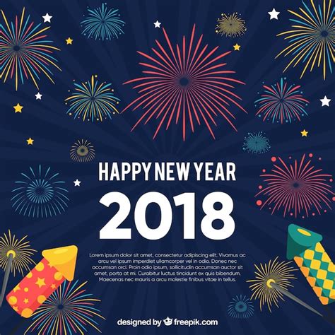 Free Vector | Happy new year 2018 fireworks