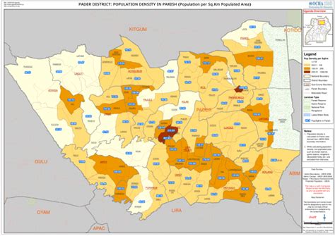 Uganda: Pader District - Population Density in Parish (Jun 2010 ...