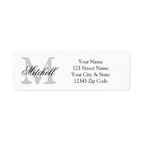 Personalized name monogram return address labels | Zazzle