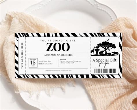 Zoo Trip Ticket Voucher EDITABLE, Zoo Coupon Printable, Surprise Trip to the Zoo, Zoo Voucher ...