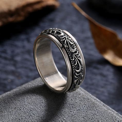 Sterling Silver Norwegian Inscribe Rolling Ring (Size 7) - Rubique ...