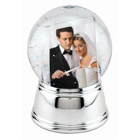 Snow Globe Photo Water Dome,Snowglobe with Chrome Silver Base,Photo ...