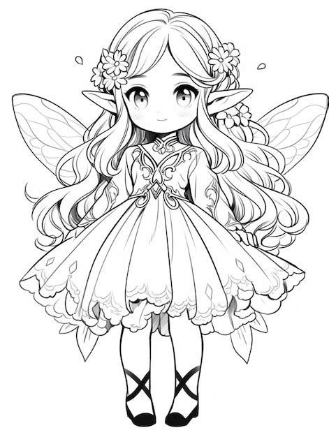 Premium AI Image | A cartoon fairy girl with long hair and a flower ...