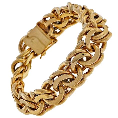 Heavy Solid Gold Double Spiral Link Charm Bracelet at 1stdibs