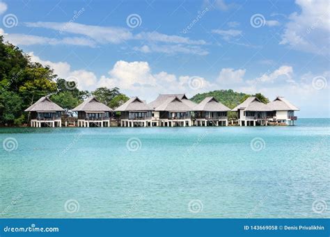 Tropical Resort with Bungalows on the Water at the Coastline of the Koh Chang Island, Thailand ...