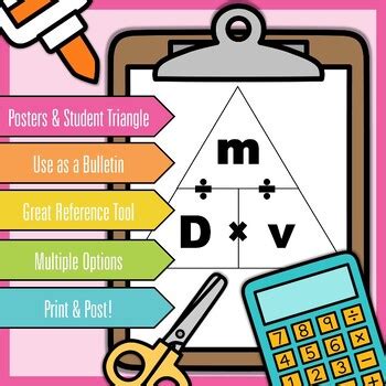 Calculating Density | Science Formula Triangle and Posters | D=m/v