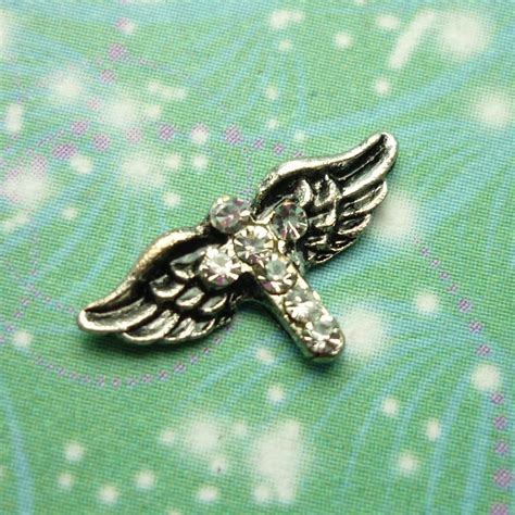 Angel Wings & Cross – Charm for Memory Lockets – Sparkling Dragon Designs
